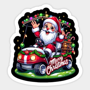 Santa Claus Golf Cart - Merry Christmas Festive - Xmas Holiday Sticker